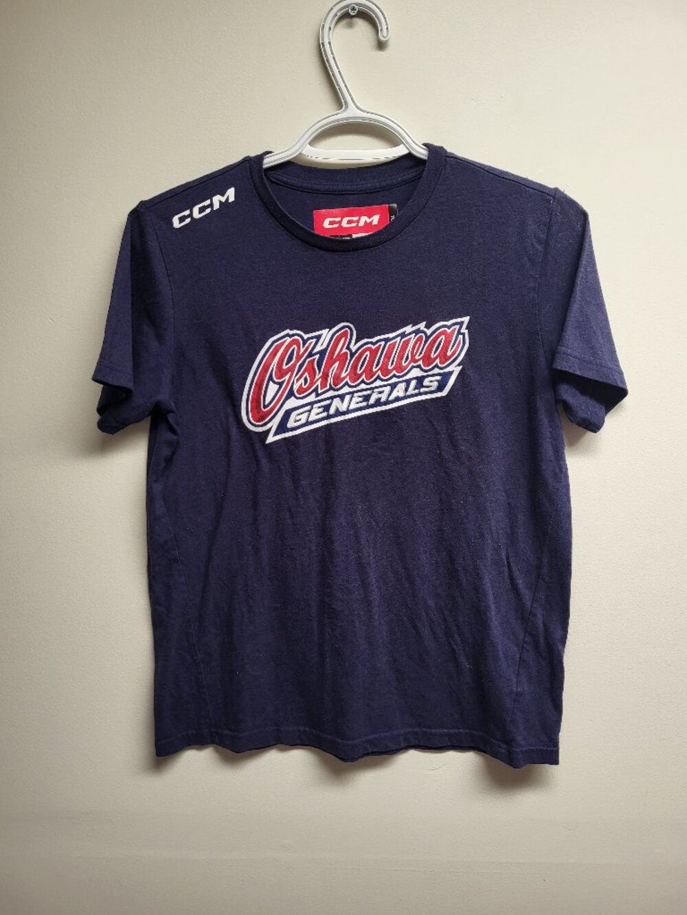 CCM Oshawa Generals Hockey T-Shirt Youth XL Navy OHL Graphic Tee